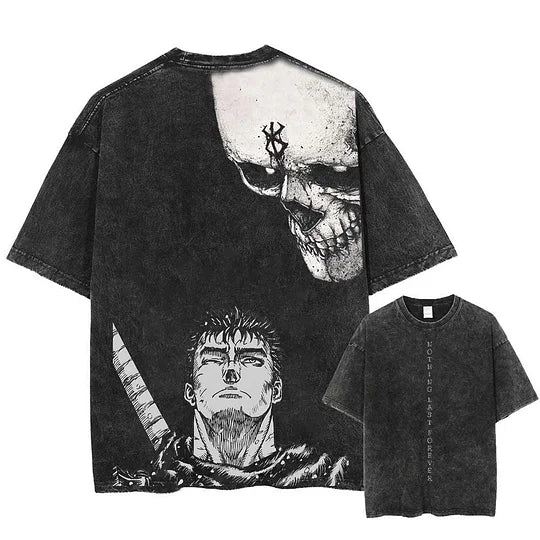 Vintage Berserk Anime Oversize Washed T-Shirt- Unisex