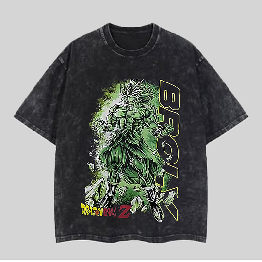 Anime Broly | Dragon Ball Printed Men's Washed T-Shirt