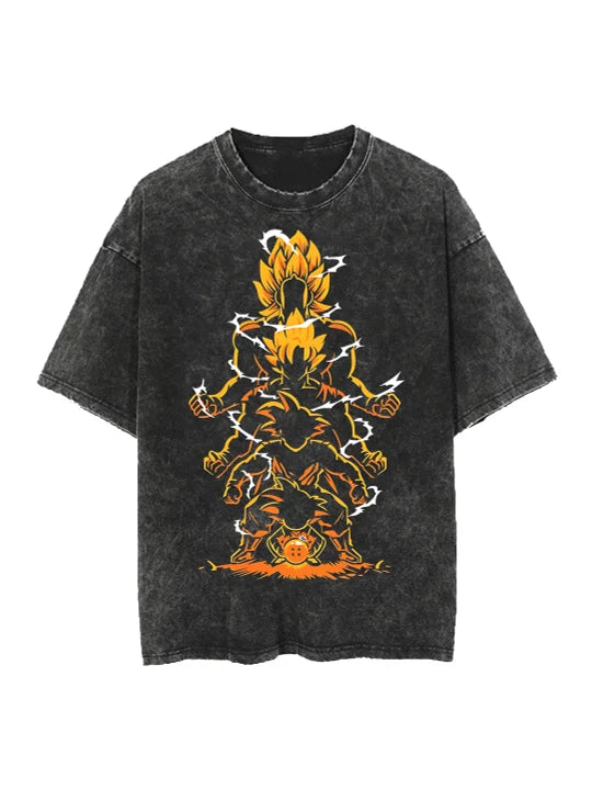 Goku Transformations Anime Oversize Washed T-Shirt