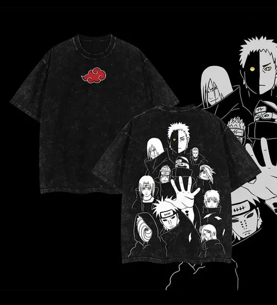 Naturo Anime Printed Unisex Washed T-Shirt
