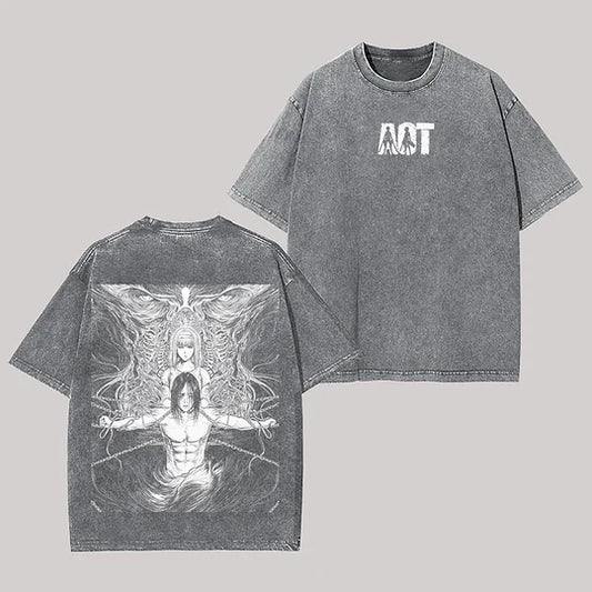 Eren Attack On Titan Printed Unisex Washed T-Shirt