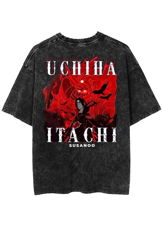 Uchiha Itachi Susanoo Naruto Printed Men's Washed T-Shirt