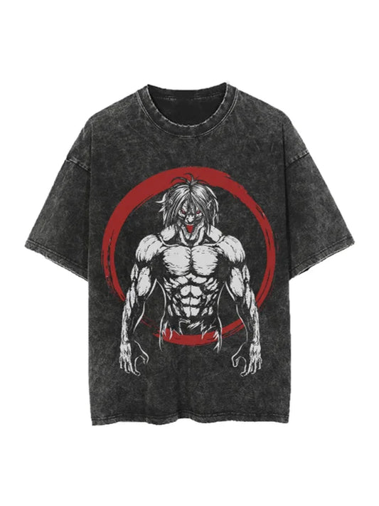 Eren Titan Anime Oversize Washed T-Shirt