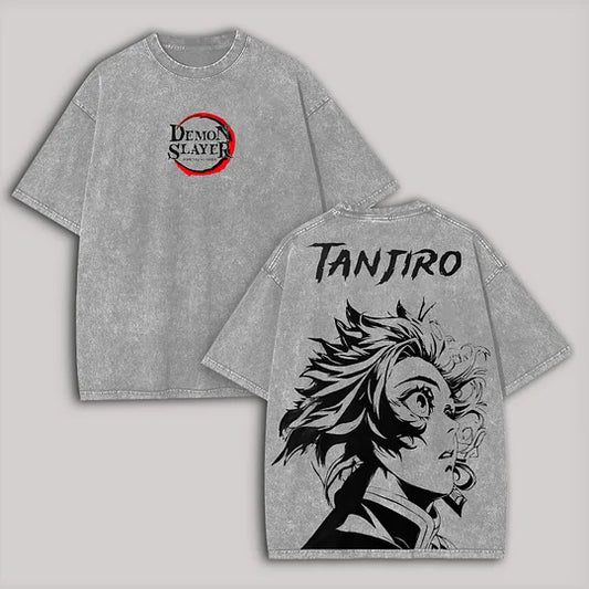 Demon Slayer Tanjiro Kamado Printed Unisex Washed T-Shirt