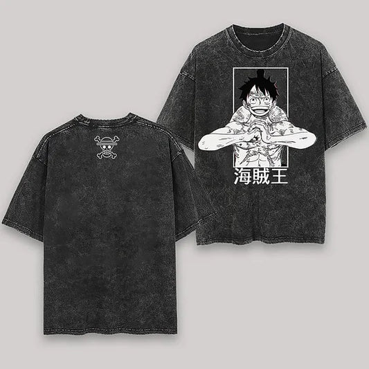 One Piece Anime Oversize Washed T-Shirt