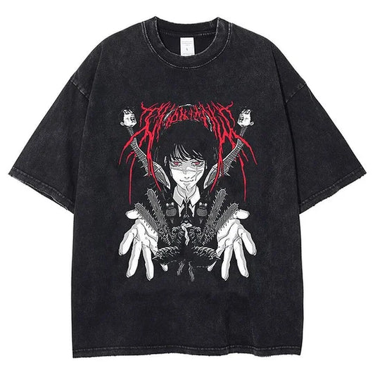 Chainsaw Vintage Anime Washed T-Shirt