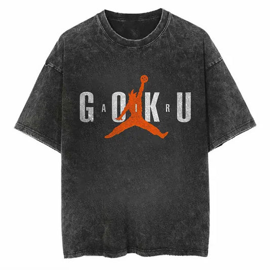 Air Goku Printed   Washed T-Shirt- Unisex