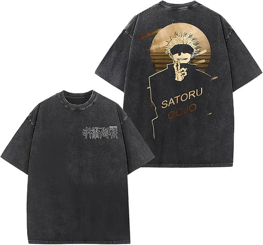 Jujutsu Kaisen Satoru Gojo Printed Oversized Washed T-Shirt