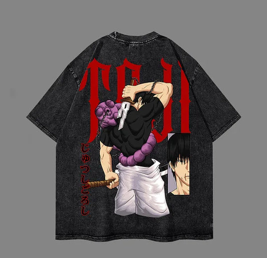 Jujutsu Kaisen Toji Fushiguro Printed Unisex Washed T-Shirt
