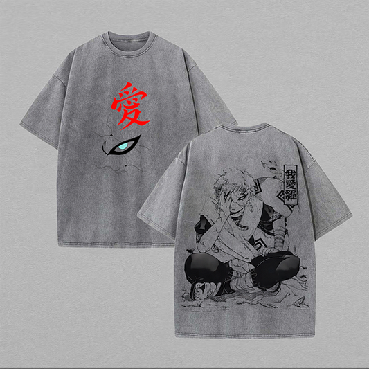 Naruto Gaara Printed Unisex Washed T-Shirt