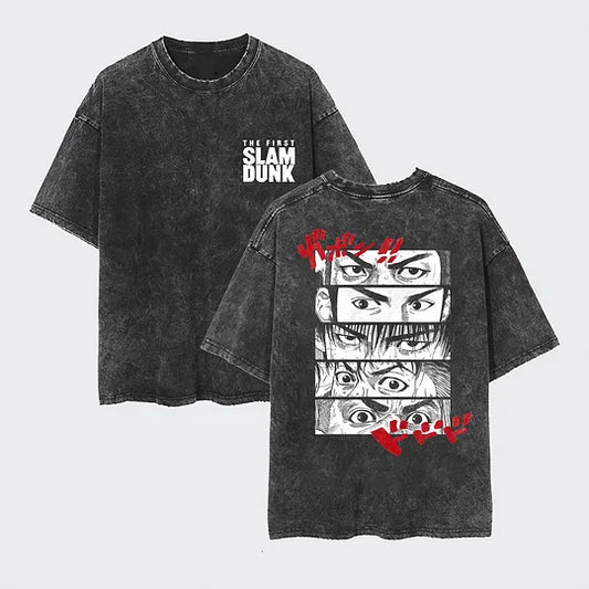 The First Slam Dunk Printed   Washed T-Shirt- Unisex