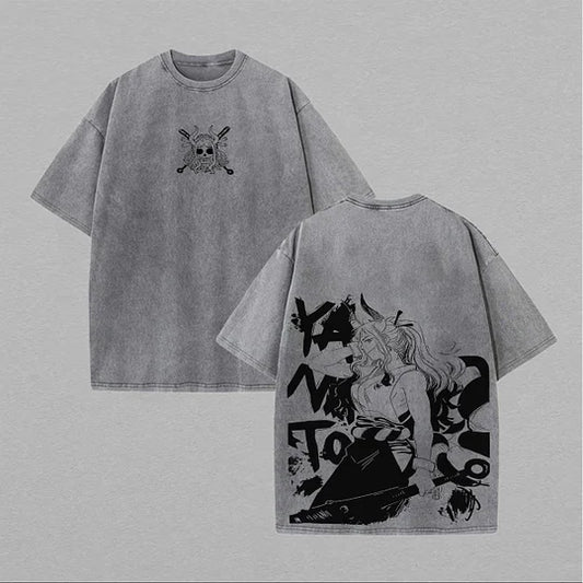 One Piece Yamato Printed Unisex Washed T-Shirt