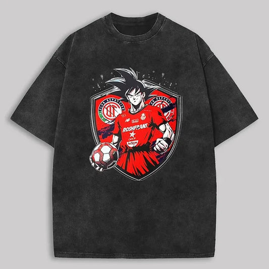 Goku Football Printed Unisex Washed T-Shirt