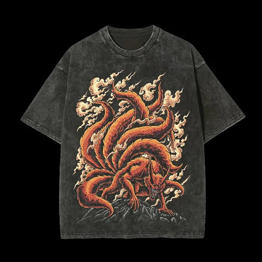 The Nine Tailed Fox Printed Unisex Washed T-Shirt