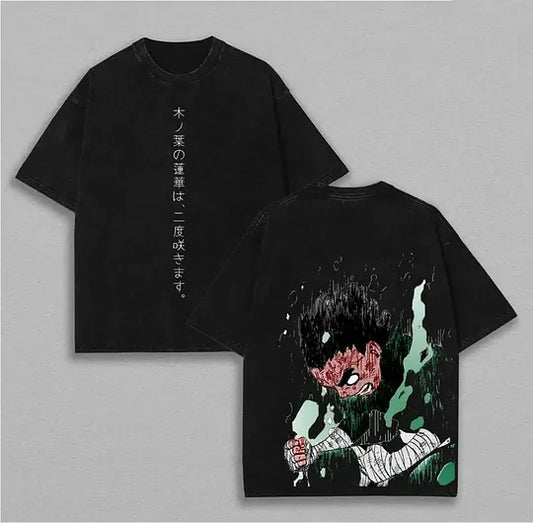 Rock Lee Naruto Printed Unisex Washed T-Shirt