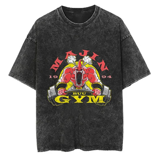Dragon Ball Majin Buu Gym 1994 Printed   Washed T-Shirt- Unisex