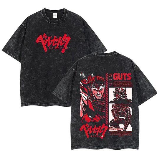 Berserk Guts Anime Oversize Washed T-Shirt- Unisex