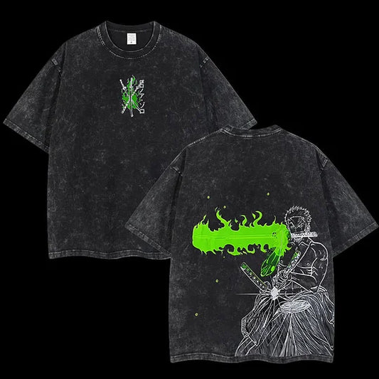 Zoro One Piece Printed Unisex Washed T-Shirt