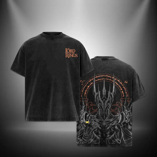 Lord Sauron Lord of the rings Retro Vintage Menswear Gift movie fans Oversized Washed T-Shirt