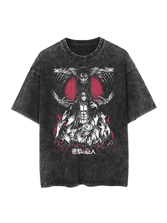 The Rumbling Vintage Printed Men's Washed T-Shirt
