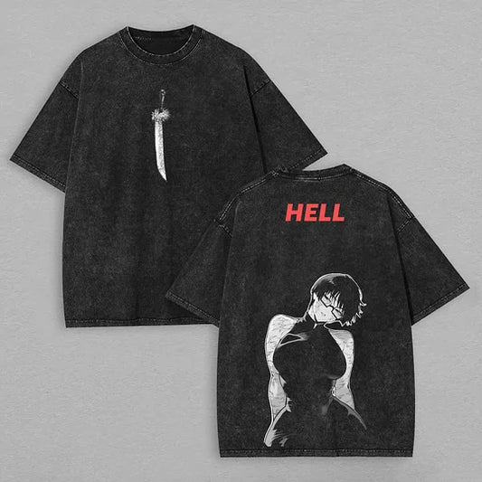 Jujutsu Kaisen Maki Zenin Printed Unisex Washed T-Shirt