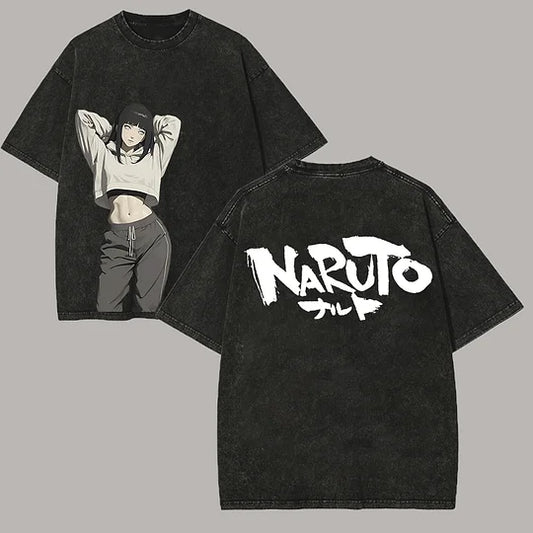 Naruto Hinata Hyuga Printed Unisex Washed T-Shirt