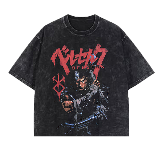 Berserk Guts Printed Men's Washed T-Shirt