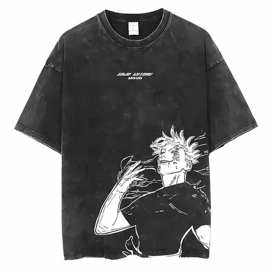 Jujutsu Kaisen Gojo Satoru Printed Unisex Washed T-Shirt