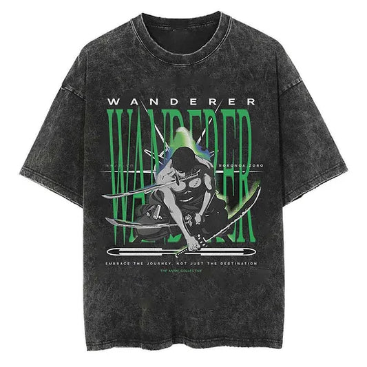 Wander Roronoa Zoro Printed Men's Washed T-Shirt