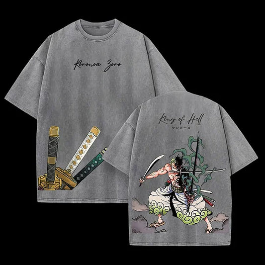 Roronoa Zoro King Of Hell Printed Unisex Washed T-Shirt