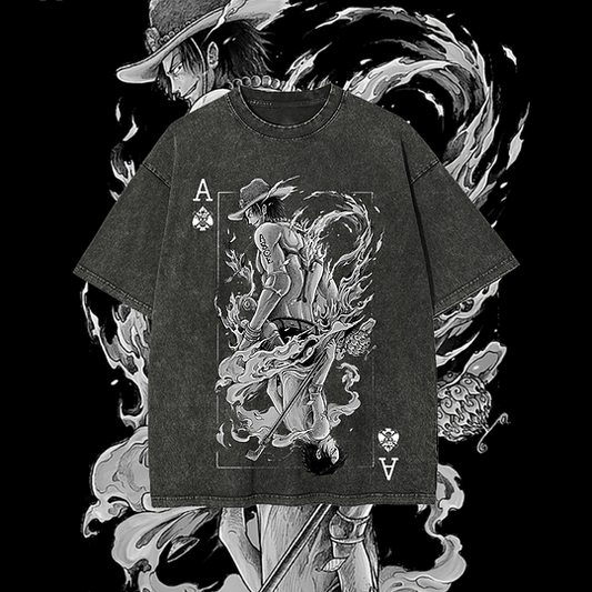 Ace One Piece Printed Unisex Washed T-Shirt