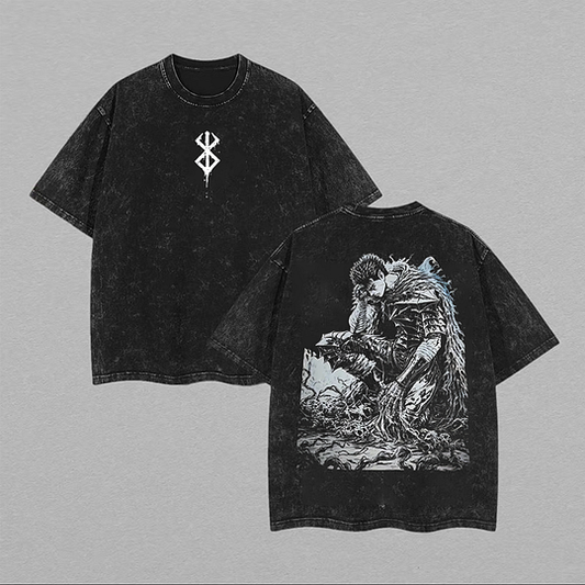 Berserk Anime Printed Unisex Washed T-Shirt