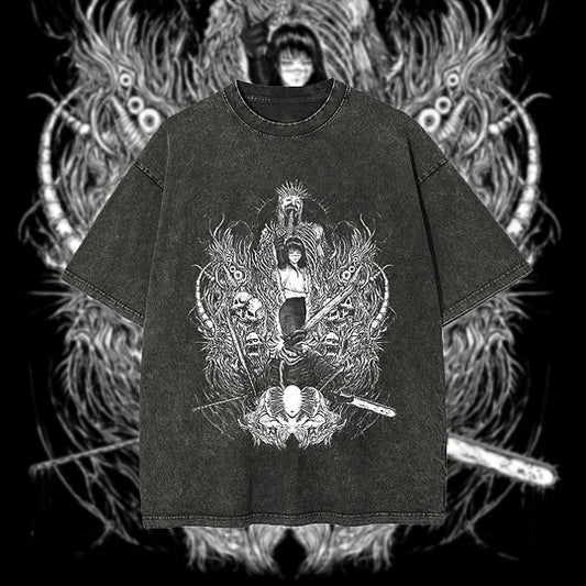 Path Of Sorrow Chainsaw Man Printed Unisex Washed T-Shirt