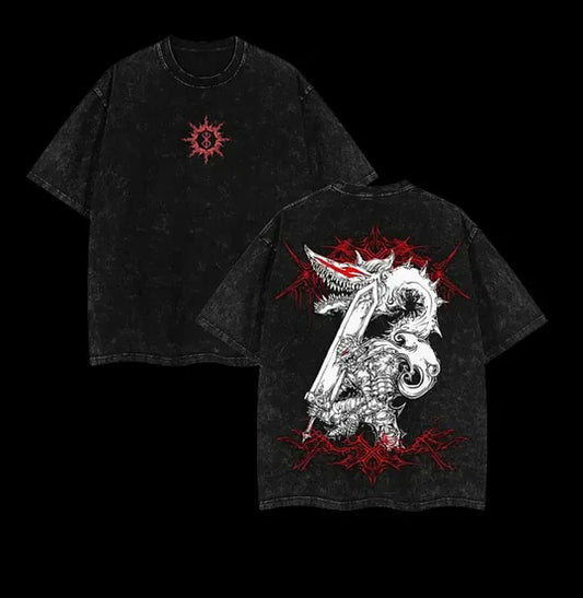 Guts Berserk Printed Unisex Washed T-Shirt