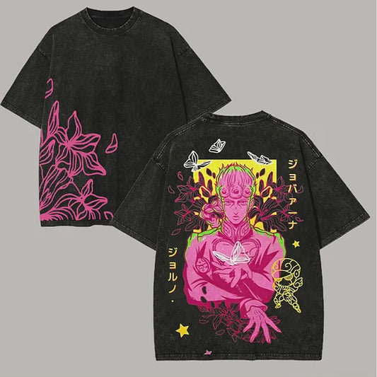 JoJo's Bizarre Adventure Giorno Giovanna Printed Unisex Washed T-Shirt