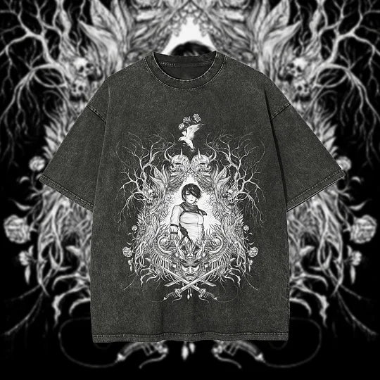 Mikasa Ackerman Attack on Titan Printed Unisex Washed T-Shirt