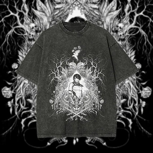 Mikasa Ackerman Attack on Titan Printed Unisex Washed T-Shirt