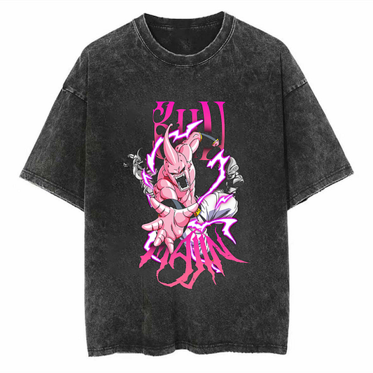 Magic Man Buu Dragon Ball Printed   Washed T-Shirt- Unisex