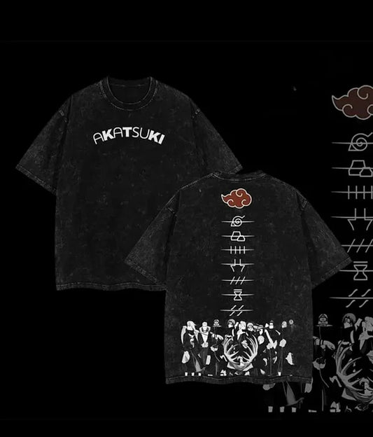 Akatsuki Naruto Printed Unisex Washed T-Shirt