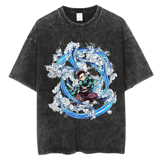 Tanjiro Kamado Vintage Oversize Anime Inspired Streetwear Graphic Tee