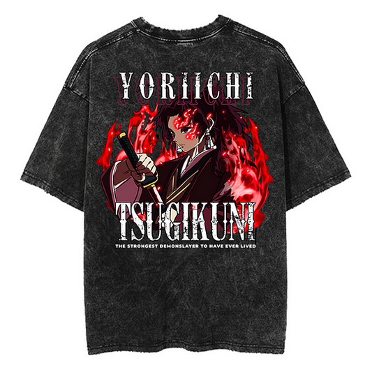 Yoriichi Tsugikuni Demon Slayer Printed Unisex Washed T-Shirt