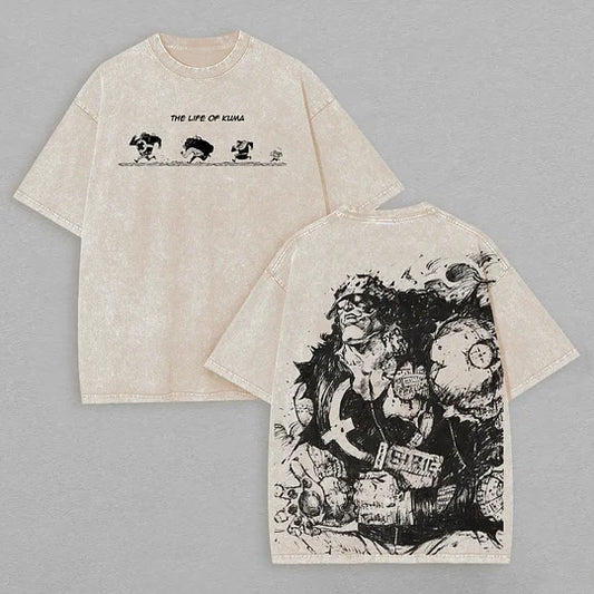 The Life of Kuma One Piece Printed Unisex Washed T-Shirt