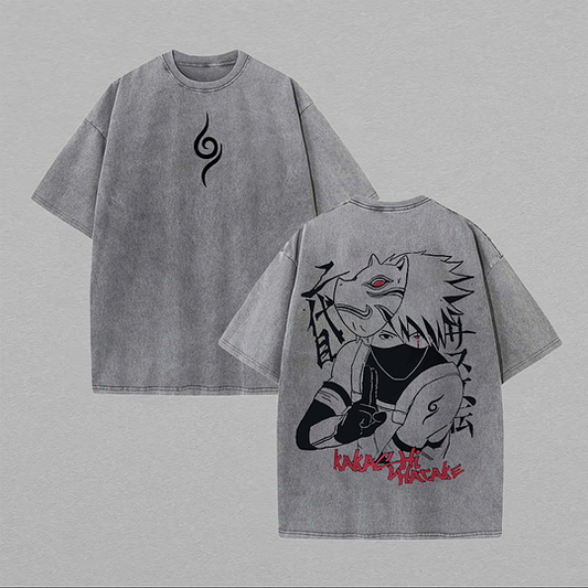 Naruto Kakashi Hatake Printed Unisex Washed T-Shirt