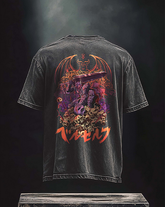 Legacy of the Black Swordsman Vintage Printed Men's Washed T-Shirt