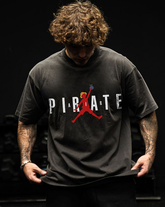 Air Pirate Printed   Washed T-Shirt- Unisex