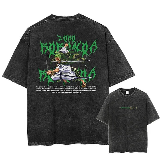 Roronoa Zoro Printed Unisex Washed T-Shirt