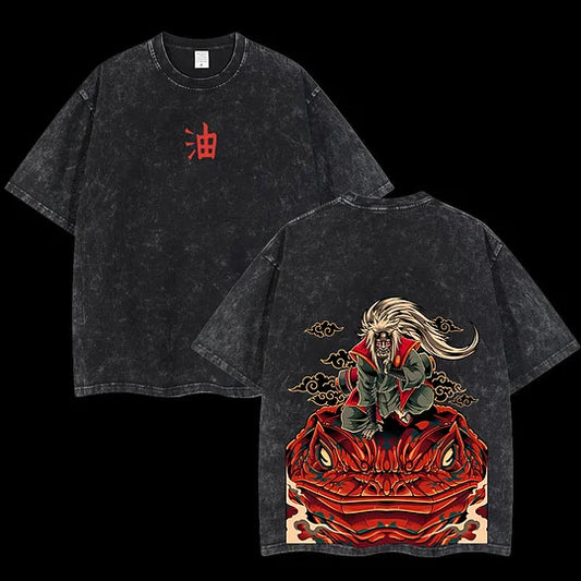 Naruto Jiraiya Vintage Printed Unisex Washed T-Shirt