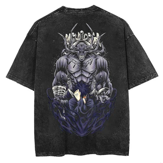 Jujutsu Kaisen Megumi Fushiguro Printed Men's Washed T-Shirt