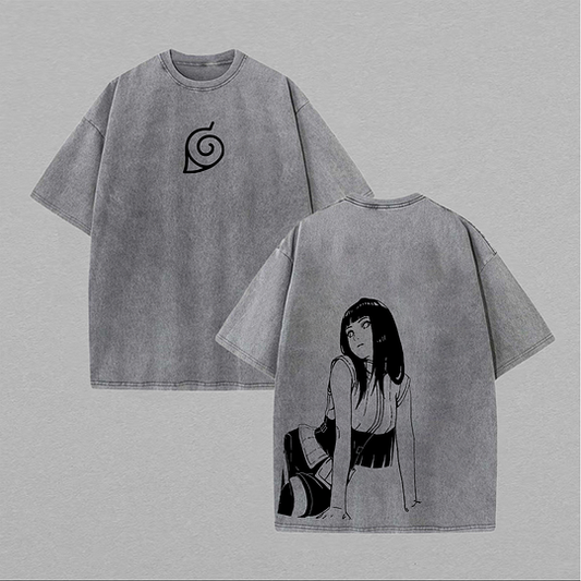 Naruto Hyuuga Hinata Printed Unisex Washed T-Shirt