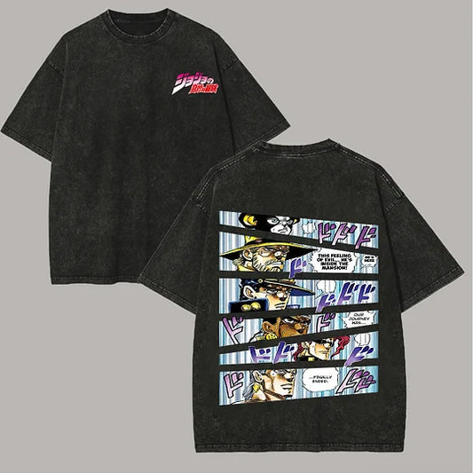 JoJo's Bizarre Adventure Printed Unisex Oversized T-shirt- Washed